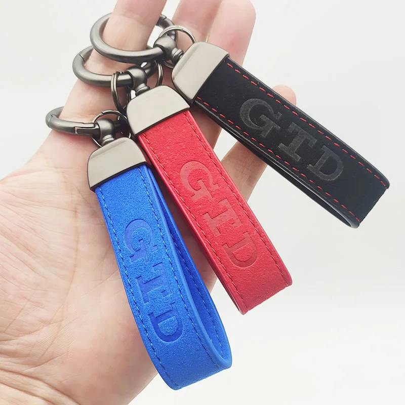 Leather Men Suede Women Car Keychain For VW Golf 7 GTD Keychain 7 6 5 2 4 3 4 5 6 7 8 Accessories smile