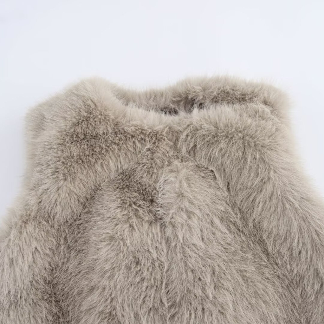 Designer's new women's street fashion solid color faux fur vest jacket w020 0197