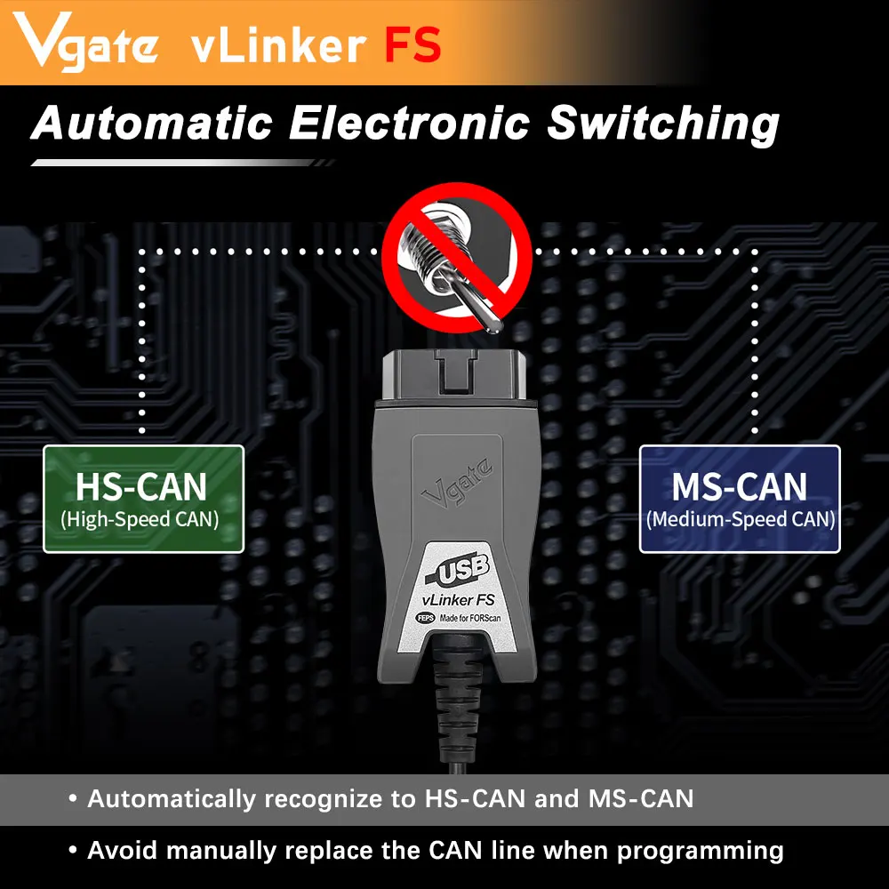 vLinker ELM327 Vgate FS For Ford FORScan HS MS CAN ELM 327 OBD 2 OBD2 Car Diagnostic Tools OBD Scanner Interface OBDII For Mazda smile