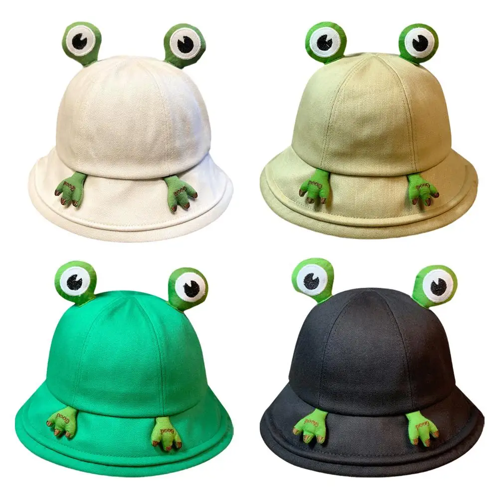 New Frog 2023 Parent-Child Bucket Hats With Eyes Summer Foldable Lightweight Sun Hat Fishing Caps For Women Teens Adult Kids smile