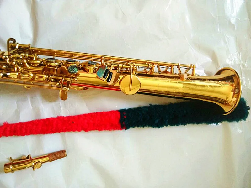 Brand New High quality Saxophone soprano BB straight flat wooden wind instrument key shell engraved pattern transport box