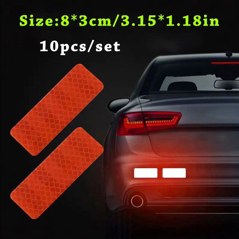 10pcs/set Car Bumper Reflective Safety Strip Stickers Car Reflective 2025 Sticker Reflective new Warning Safety Tape