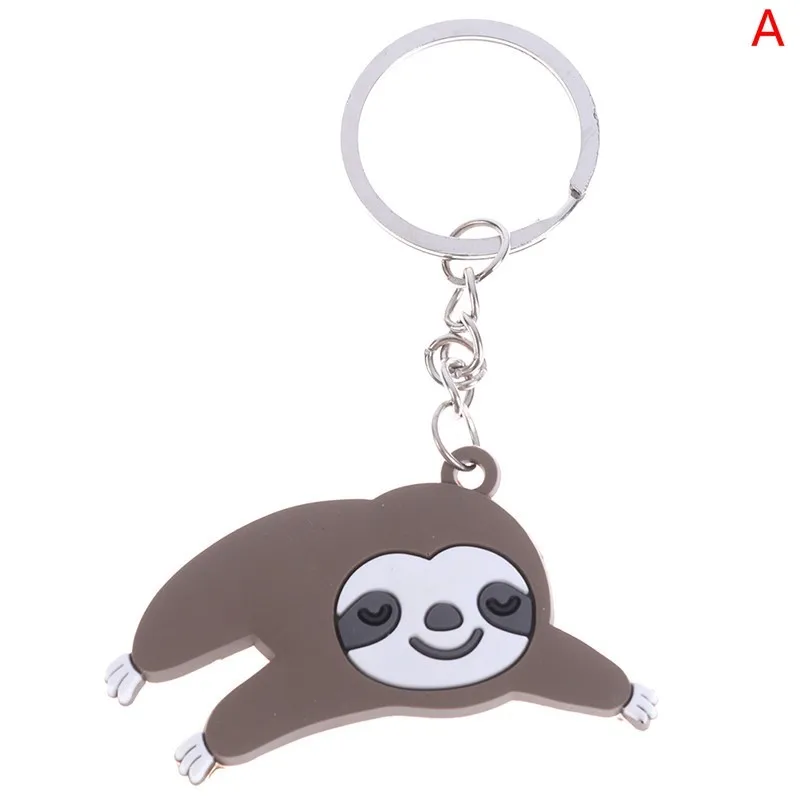 PVC Keychain DIY Sloth Key Rings Holder Key Chain Gift Jewelry Bag Phone Decor smile