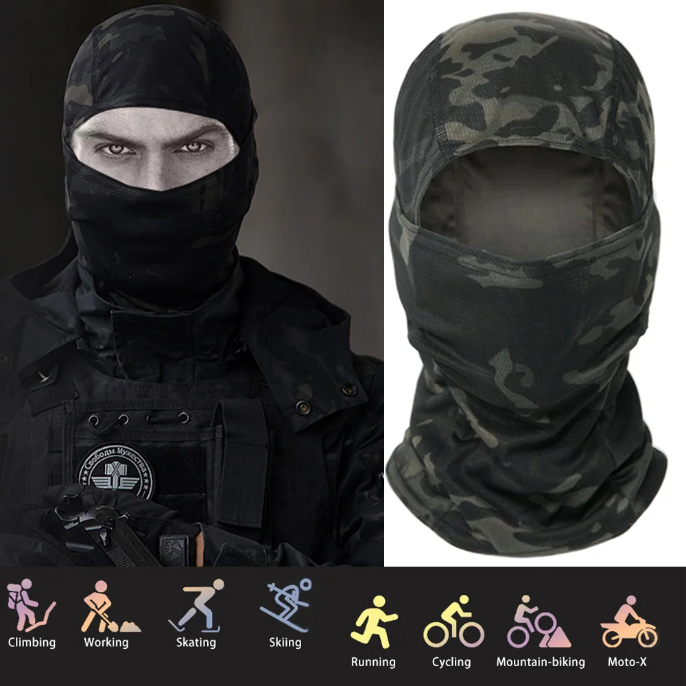 Mask Digital Camo Face Bandana Balaclava Hood Headwear for Men Tactical Training Cycling Ski Wind Covering Neck Gaiter smile
