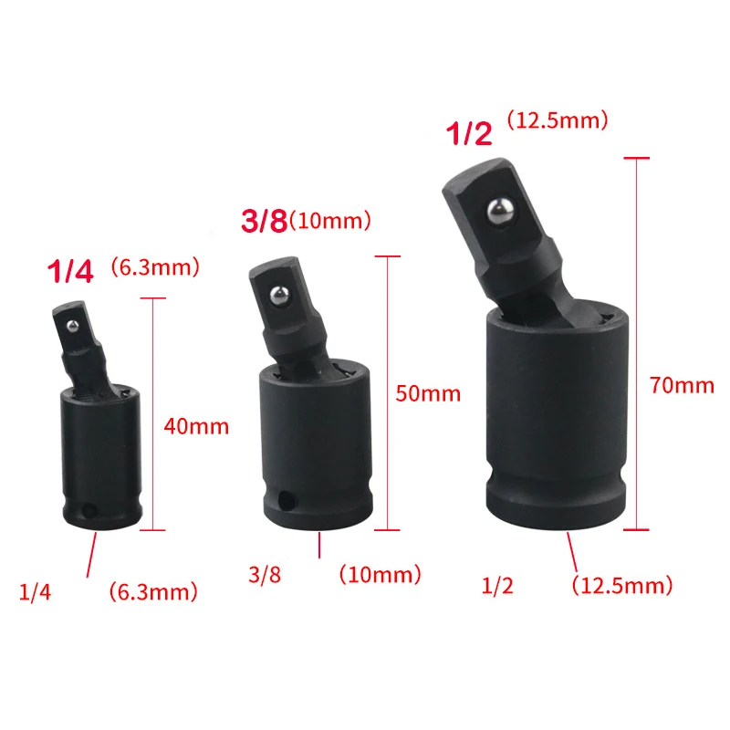 360 Degree Swivel Knuckle Joint Air Impact 1/2 3/8 1/4 Inch Wobble Retractable Socket Adapter for Pneumatic Wrench Tool