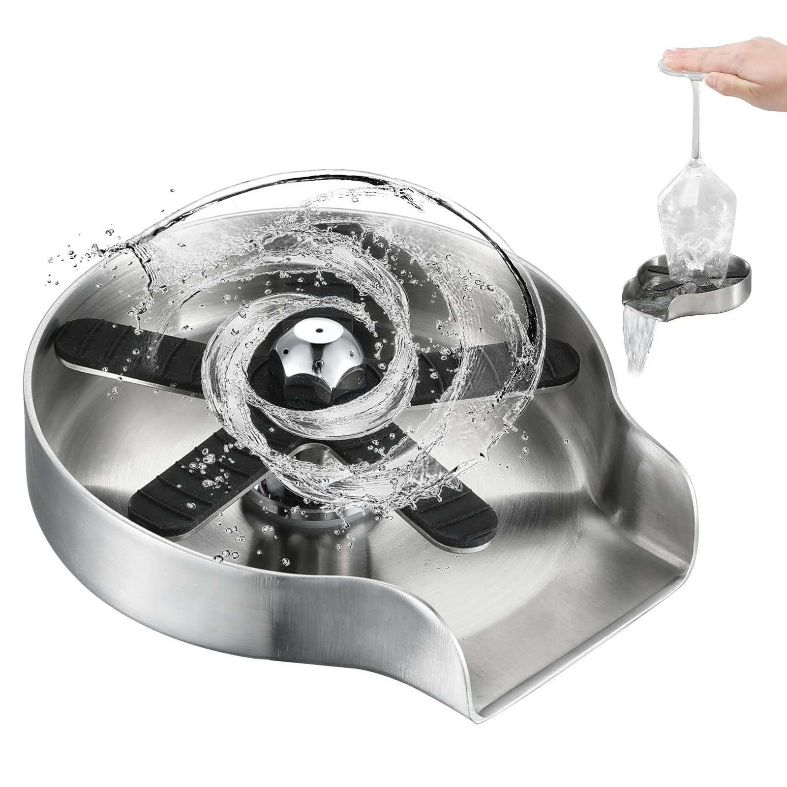 New glass washer home cup cleaning cup washer bar cup washer stainless steel cup washer silver 5 leaves