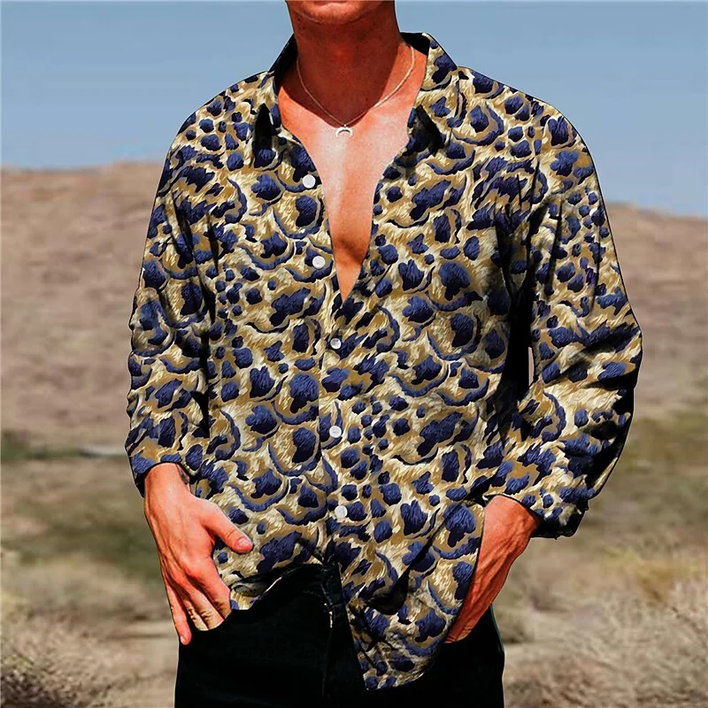 slim men's 2023 new floral long sleeve shirt ball holiday casual wear floral shirt men's S-6XL Hawaiian shirt smile