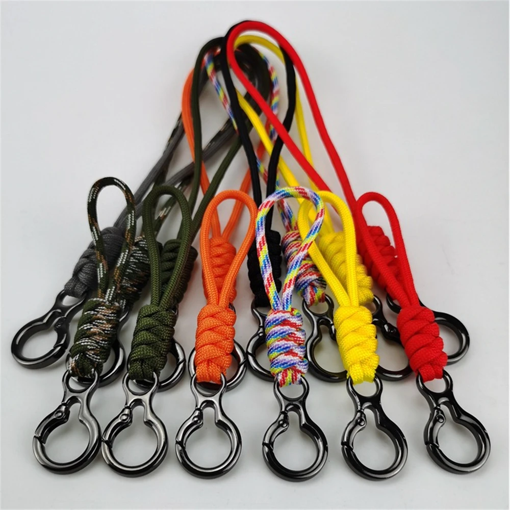Paracord Braided Woven Keychain Lanyard Buckle Emergency Survival Bagpack Key Ring Wristlet Strap Car Trinket Key Holder