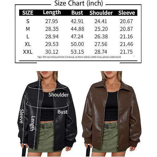 shanshi leather jacket women Leather Jacket Women's Artificial Oversized Motorcycle Pilot Coat for Autumn