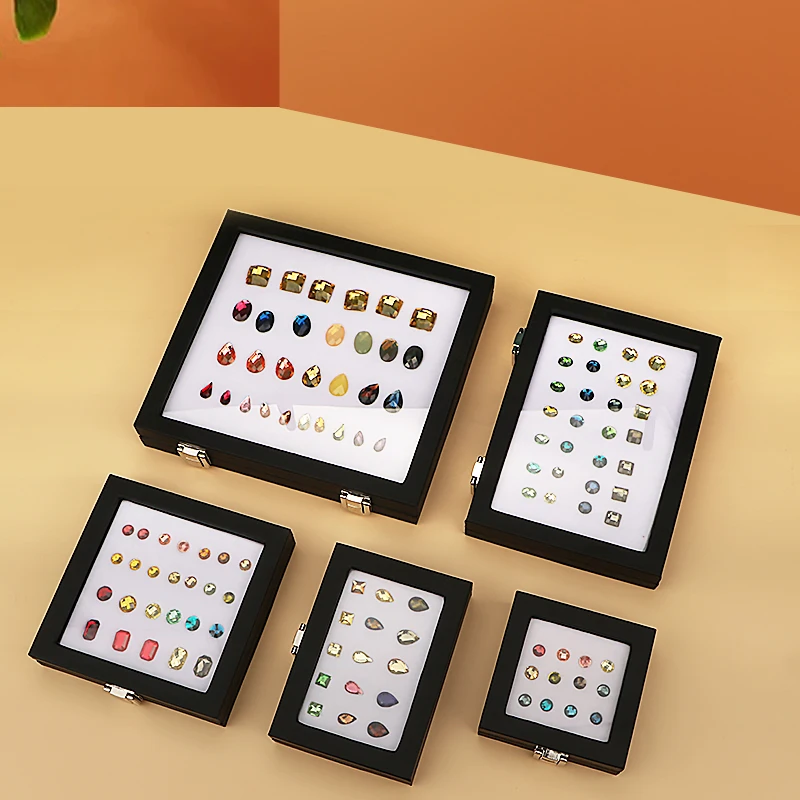 Jewelry Gem Display Box Case Loose Diamond Storage Tool Coin Jar Show Tray Gem Pot Gemstone Organizer Holder Container