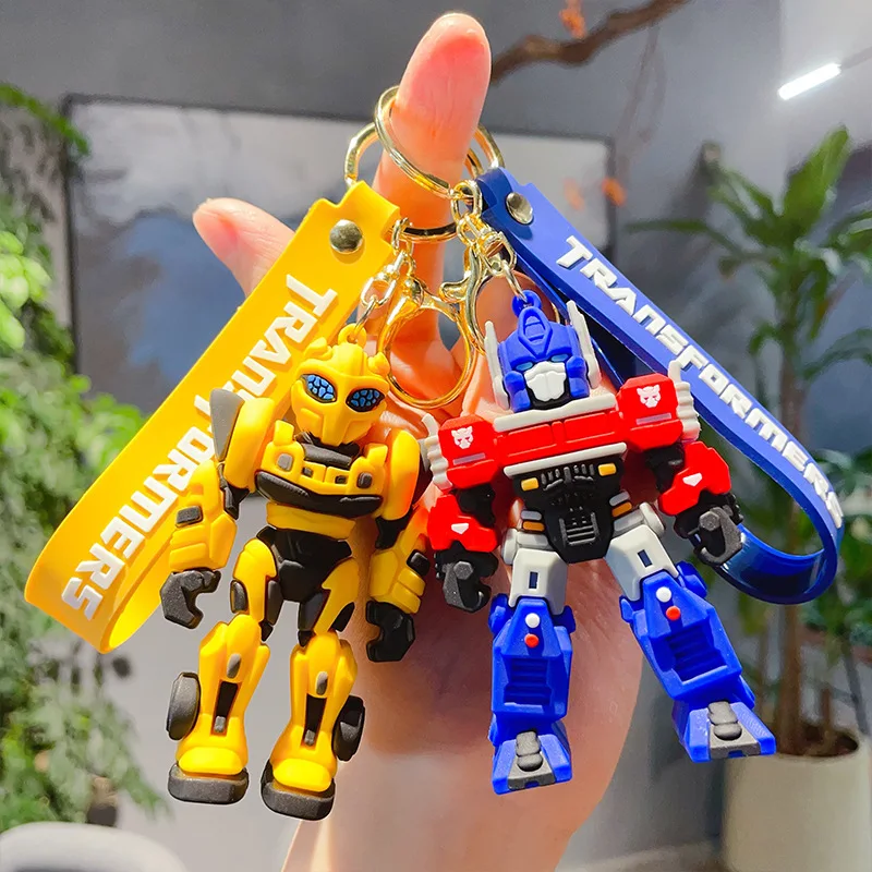 Transformers Keychain Optimus Prime Bumblebee Figure Anime Keyring Pendants Car Key Accessories Doll Ornaments Toy Gift for Kids