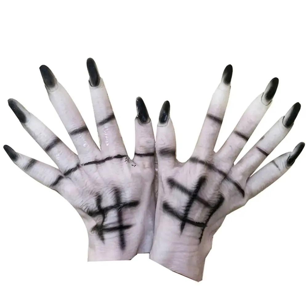 Cool Halloween Gothic Long Nails Gloves Funny Festival Witch Cosplay Costume Party Scary Props new 2025 Rubber Mittens Gloves With Claws