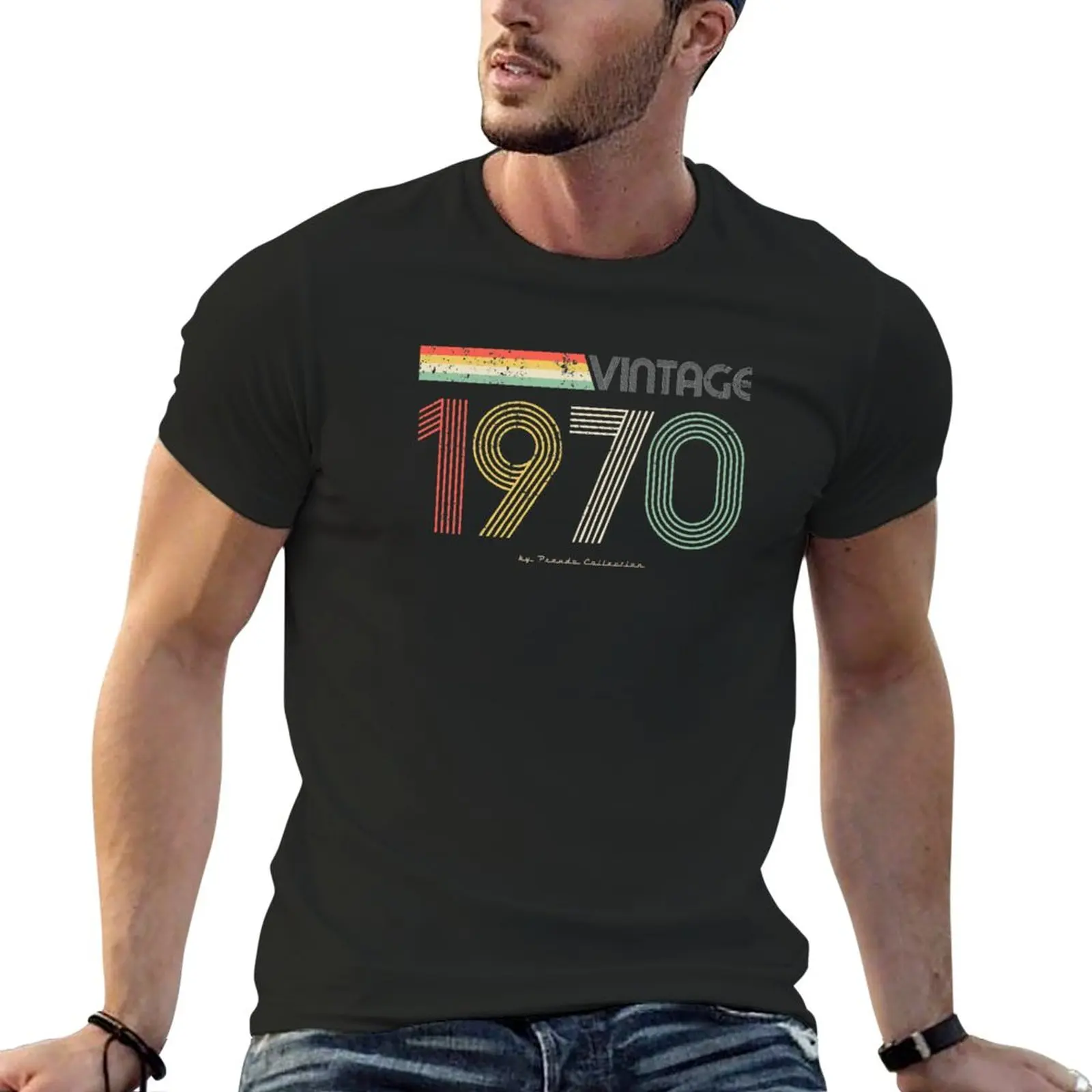 New Vintage Retro Classic 1970 pseudo T-Shirt sports fan t-shirts Aesthetic clothing heavy weight t shirts for men smile