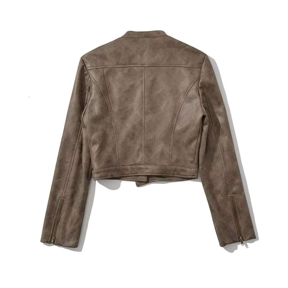 shanshi leather jacket women Autumn New Style Women's Pocket Making Used Motorcycle Jacket Leather Coat Women