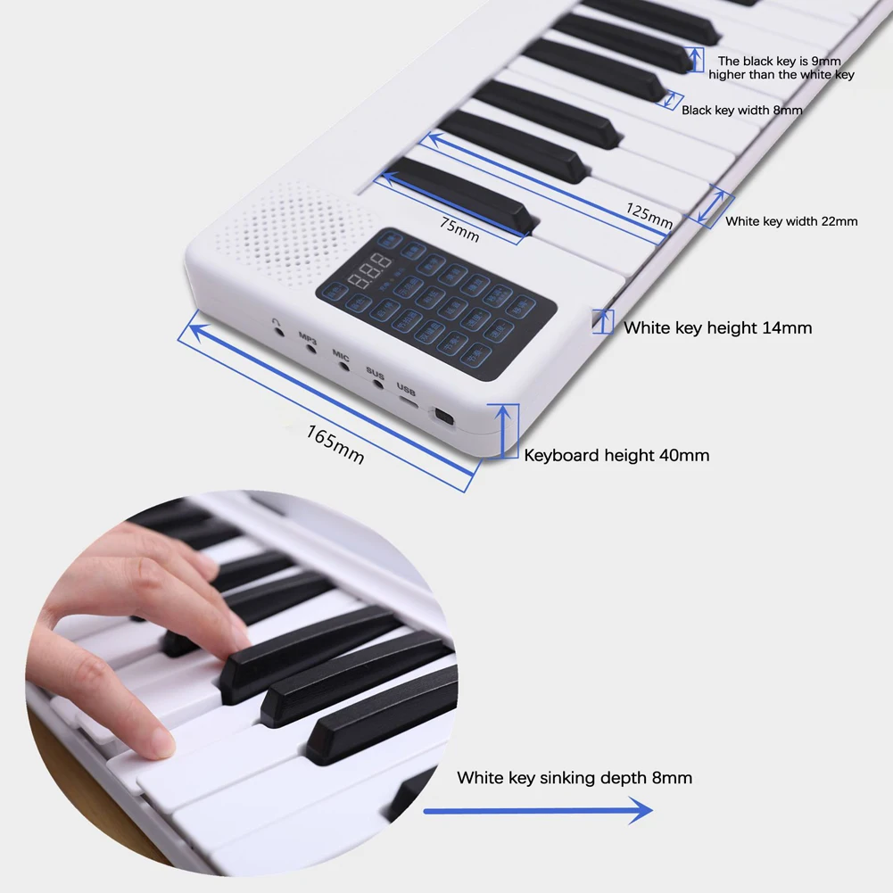 Portable 88 Keys Foldable Electric Piano Digital Piano Multifunctional Electronic Keyboard Piano for Piano Student Beginners