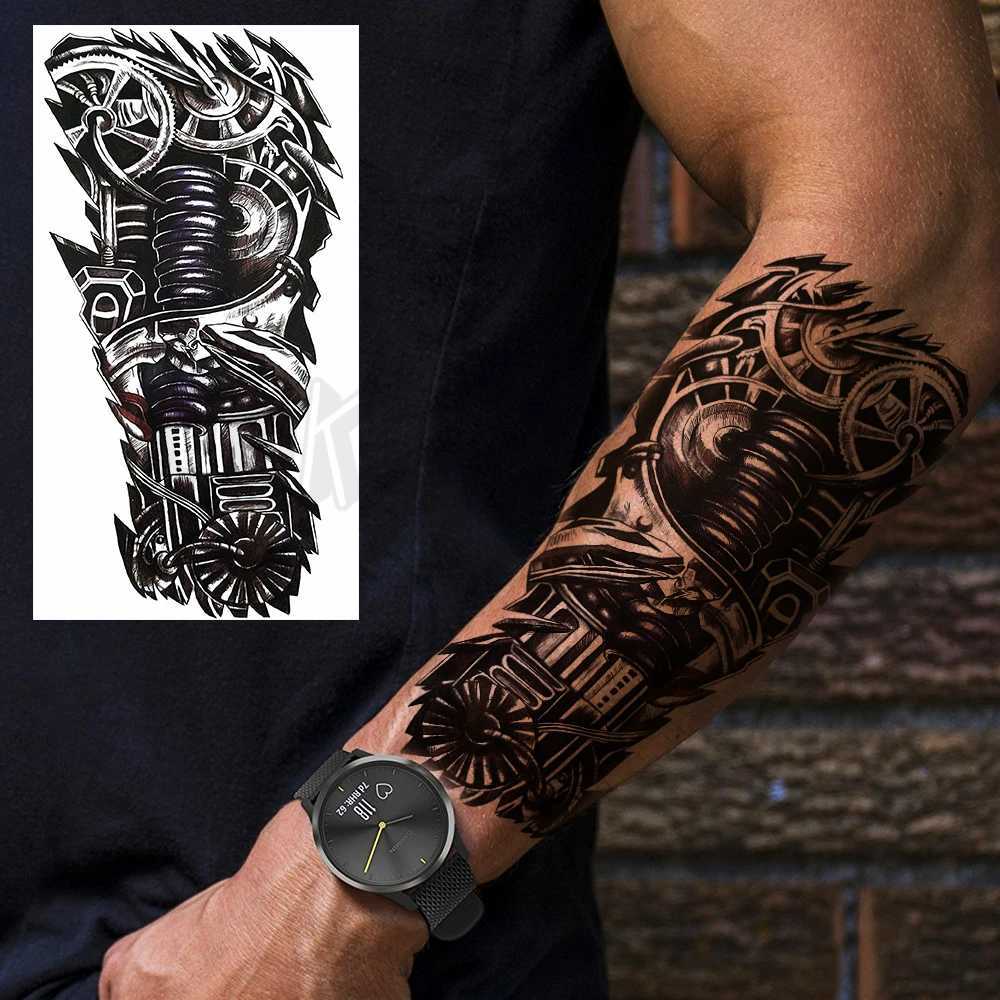 Real Skeleton Sickle Temporary Tattoo Female Adult Male Robot Pistol Pirate Ship Fake Tattoo Arm Art Washable Tattoo W241109