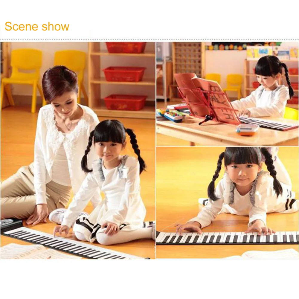 Portable 61 Keys Flexible Roll-Up Piano USB MIDI Electronic Keyboard Hand Roll Piano Sustain Damper Pedal Page Turner Pedal NEW