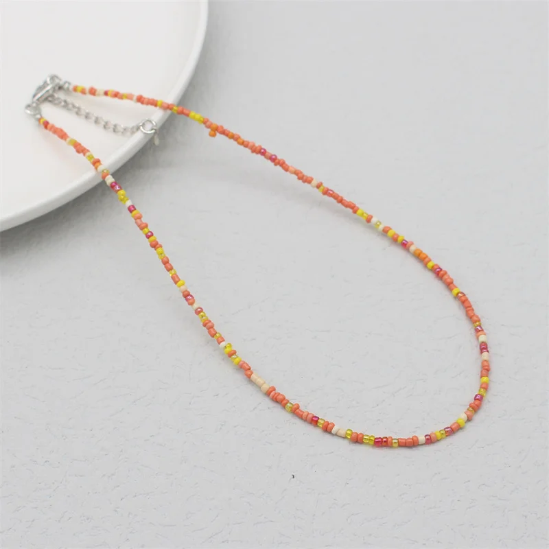 Beads Simple Strand Seed Choker Necklace Women Charm Colorful Neck Collar Handmade Short Chain Boho Collier Femme Jewelry Gift smile