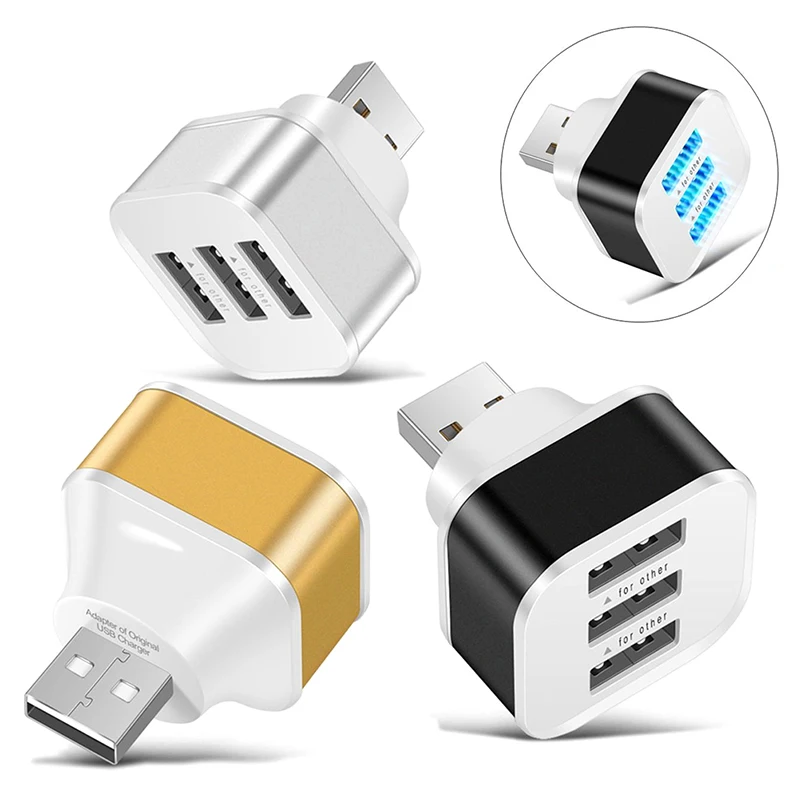 Car USB Charging Extender 2.0 3-port Extended USB 2025 Splitter With Indicator Light Plug And Play 3 new In 1 For Smart Phones Hubs