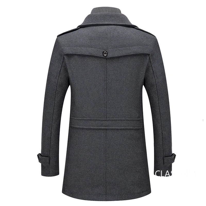 Mens cashmere trench coat winter jacket wool blend high-quality mens business casual trench coat 4 241108