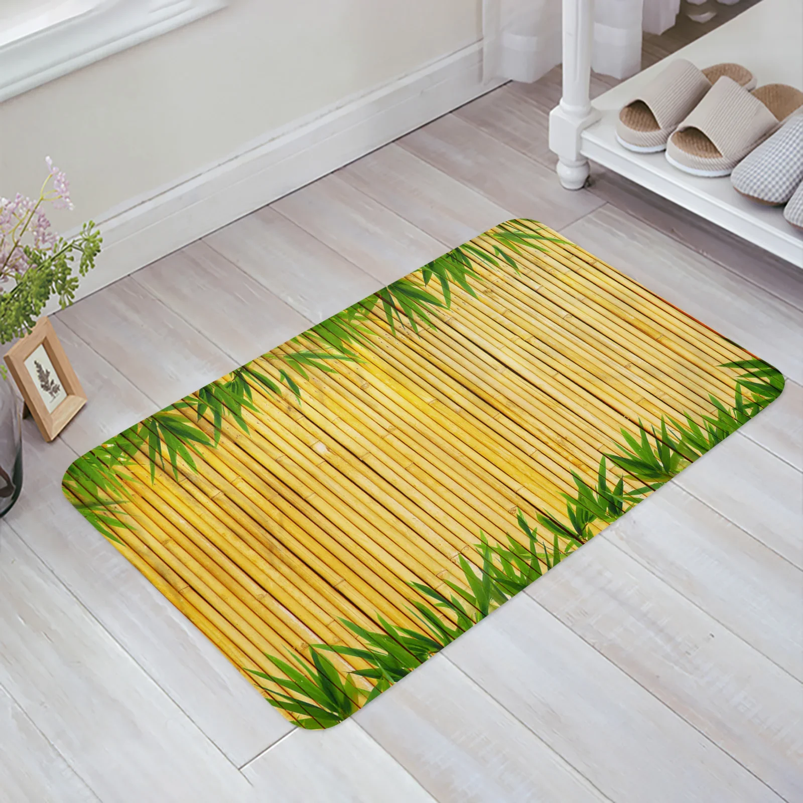 Bamboo Retro Shabby Plant Bathroom Mat Corridor Carpet Kitchen Mat Entrance Door Mats Welcome Room Floor Prayer Rug Doormat
