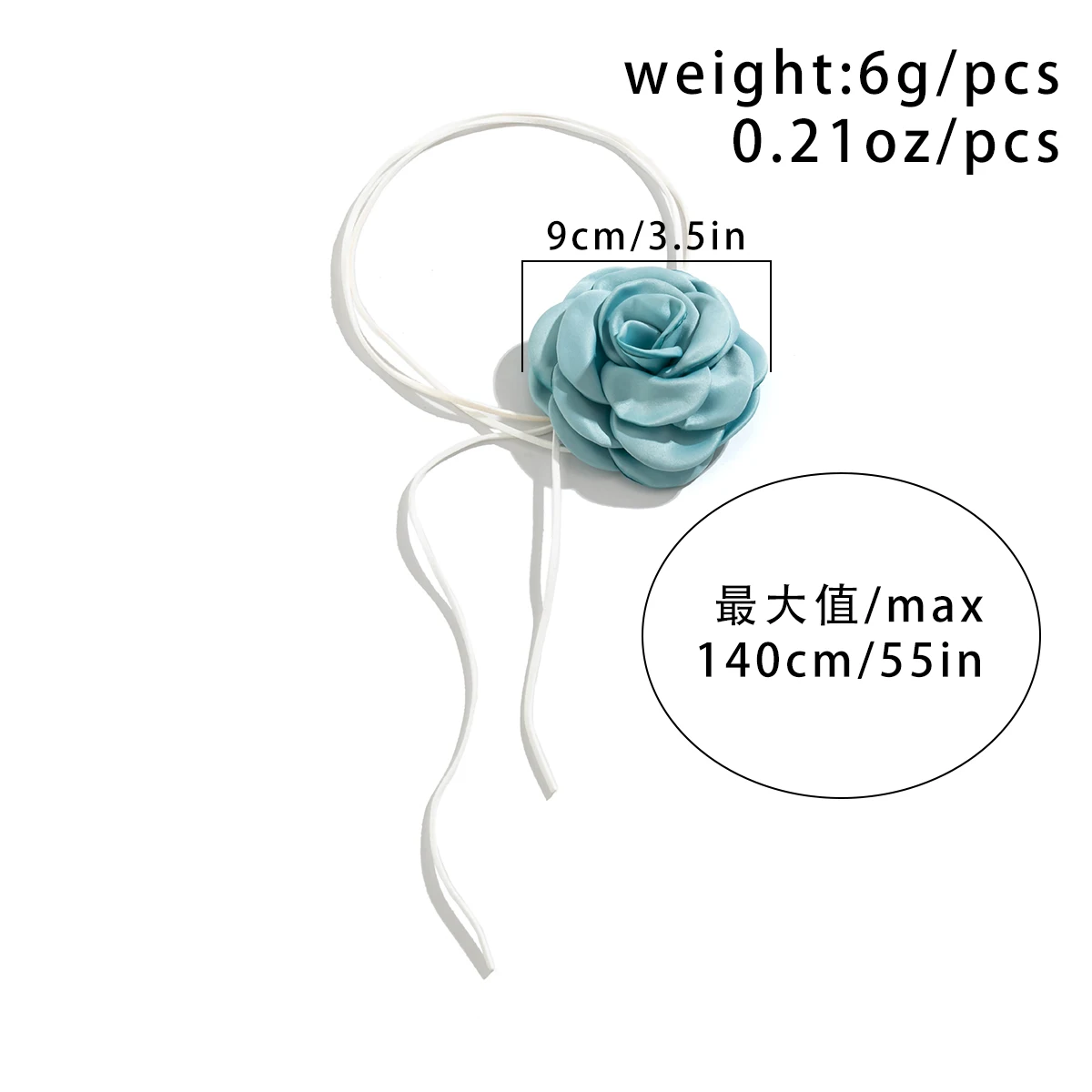 Big Exaggerated 9CM Satin Rose Flower Clavicle Chain Necklace Women Kpop Adjustable Bowknot Rope Choker Jewelry Y2K Accessories smile