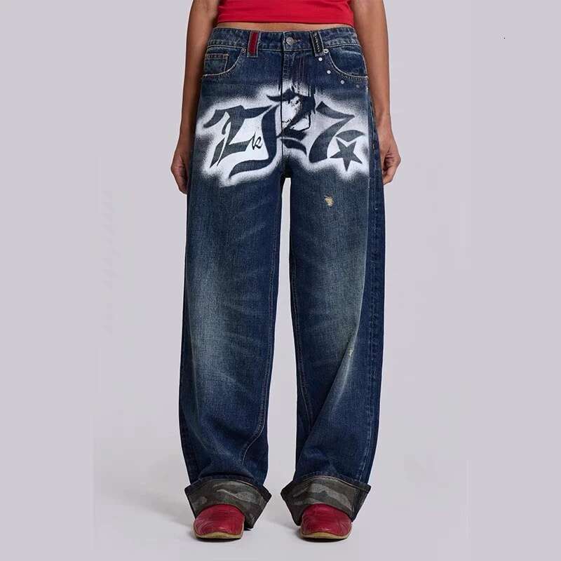 Jaded London Joint White Printed Jeans Closed Straight Leg Trousers With Camouflage Print