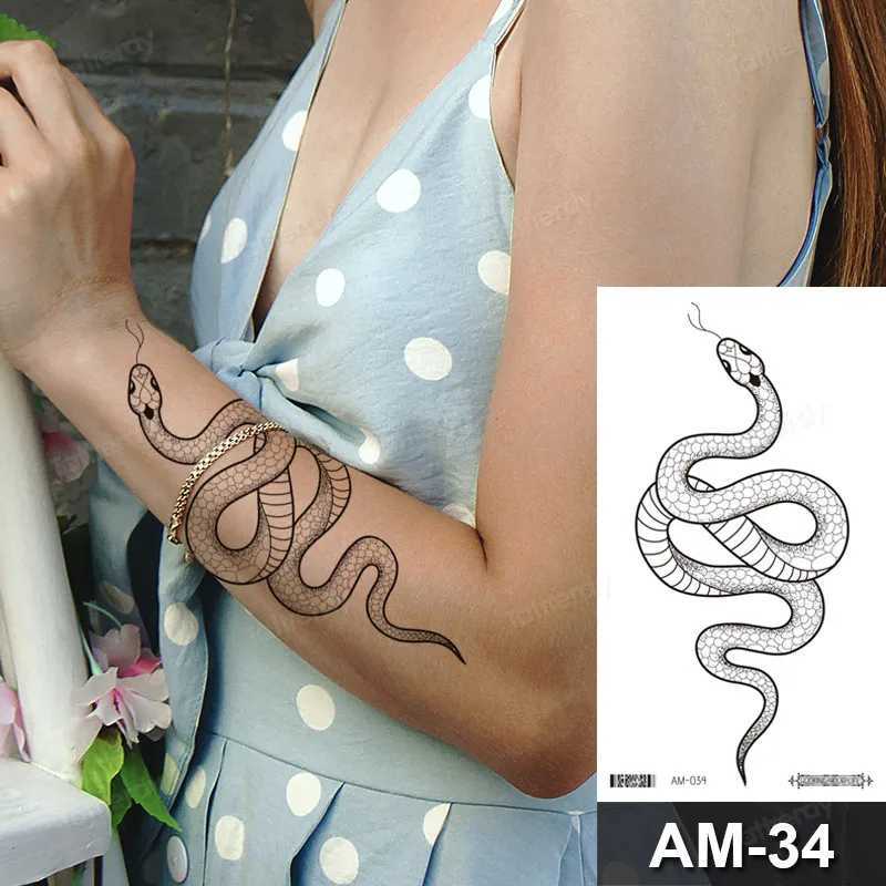 Fake Tattoo Stickers Snake Sexy Animal Arm Sleep Temporary Tattoo Waterproof Body Art Female Tattoo Water Transfer Bed Sheet W241109