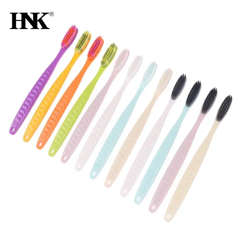 4PCS Soft Colorful Unisex Long Head Adult Big Head Toothbrush Comfortable Soft Oral Cleaning Teeth Brush Manual Toothbrush Set smile