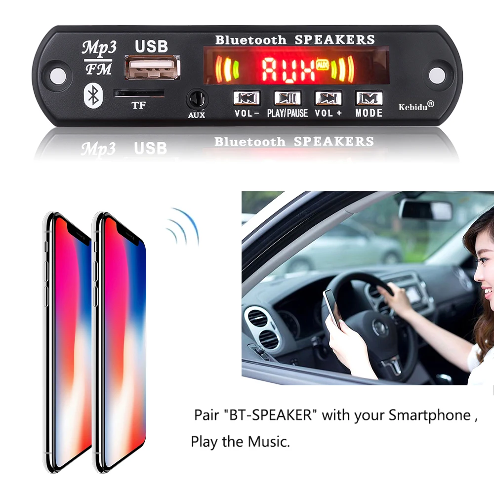 Bluetooth 5.0 MP3 Decoder Board 6W Amplifier Car MP3 Player FM Radio Hand-free Call Recording Module For Remote Music Speaker