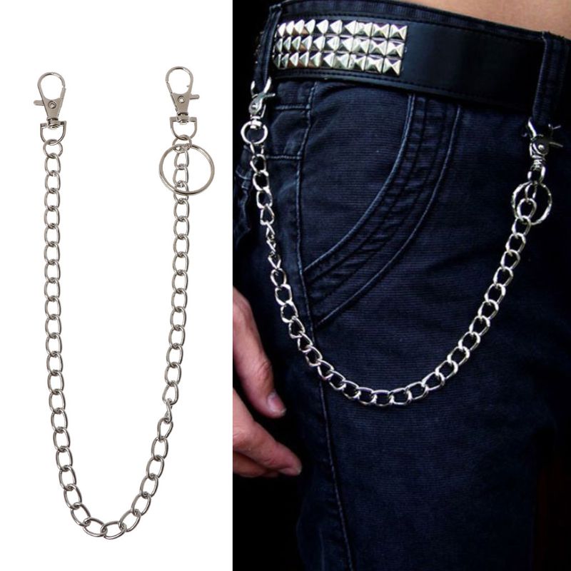 16" Punk Belt Wallet Chain Waist Pants Chain Pocket Chain with Keyring for Pants Belt Jeans Wallets Keys Jewerly Unisex