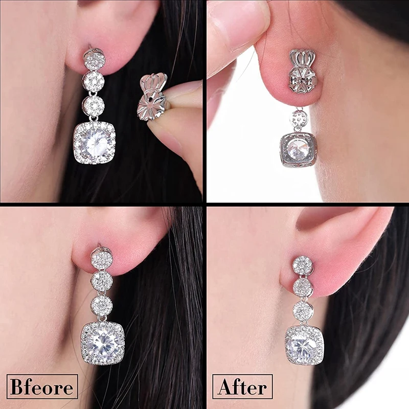 Earring Earring 3-Pairs Backs Backs Lifter Adjustable Hypoallergenic Secure Earring Backs For Heavy Earrings, (Gold) smile Earrings, ()
