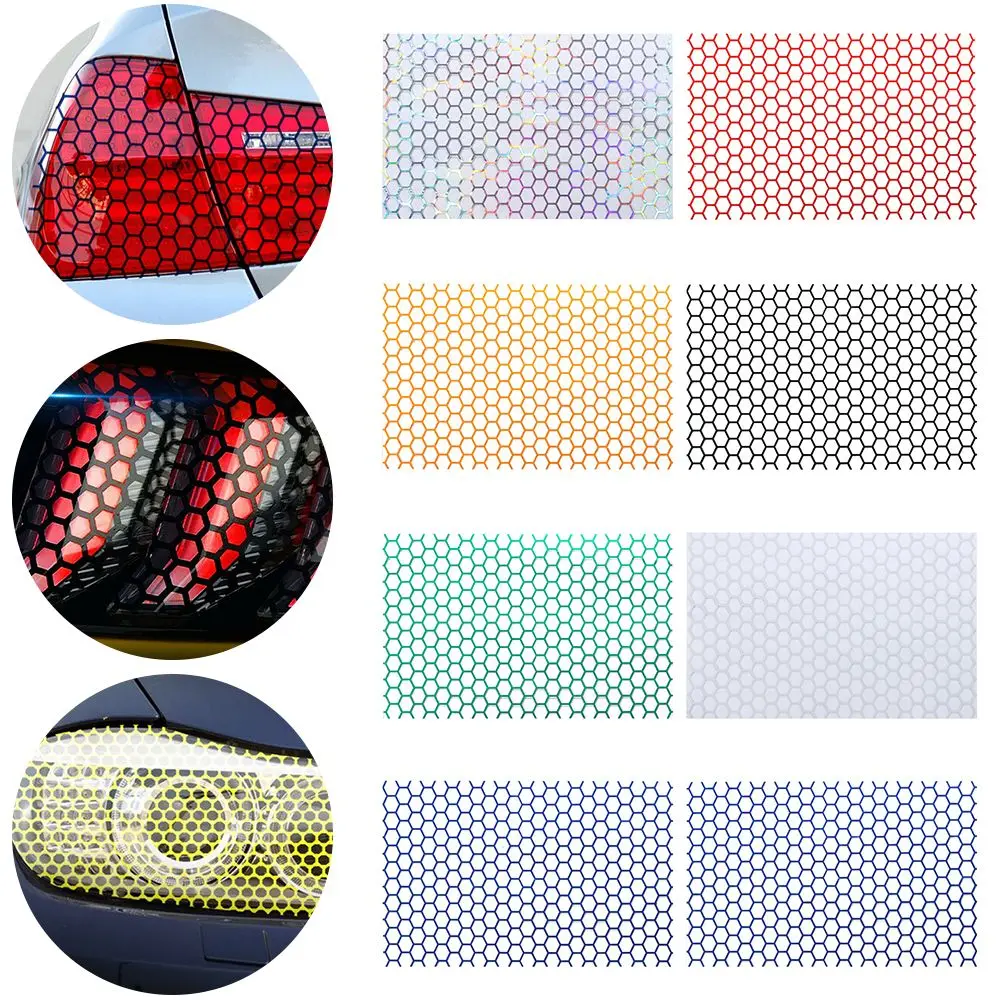 1PC Creative Honeycomb new Sticker Car Rear Tail 2025 Light Cover Decal Multicolor Reflective Material Honeycomb Sticker Auto Accessories