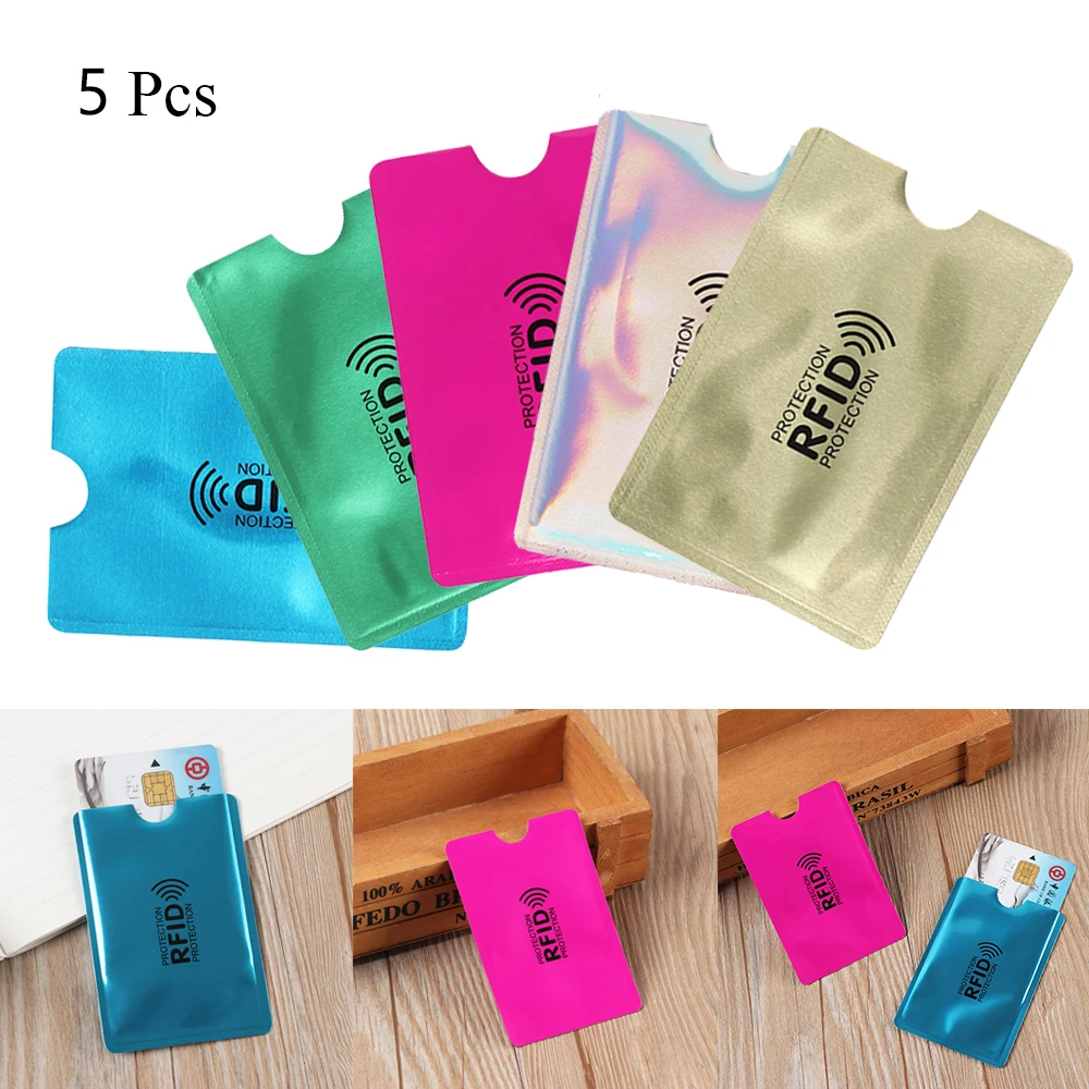 5Pcs Safety Bank Aluminium Anti-theft Sleeve Wallet Protect Case Cover RFID Blocking Card Holder