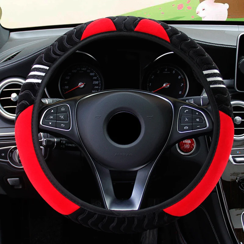 Plush 2025 Car Steering Wheel Cover Little Monster 38cm new Elastic Warm Anti-slip Wheel Cover Car Styling Car Accessories for Women