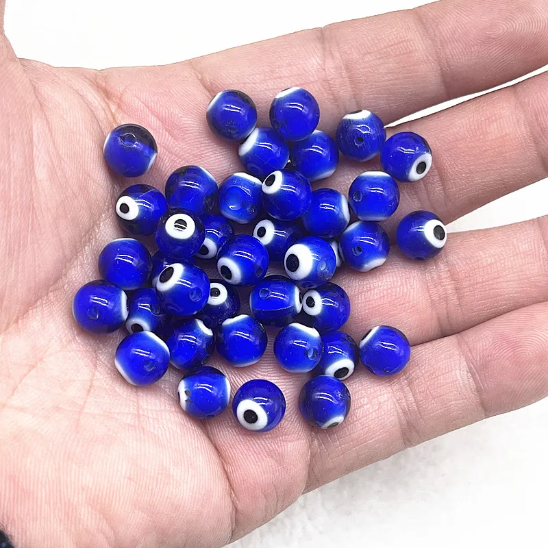 New 6/8/10mm Blue/White Glass Beads Evil Eye Beads for Jewelry Making DIY Handmade Bracelets Necklace