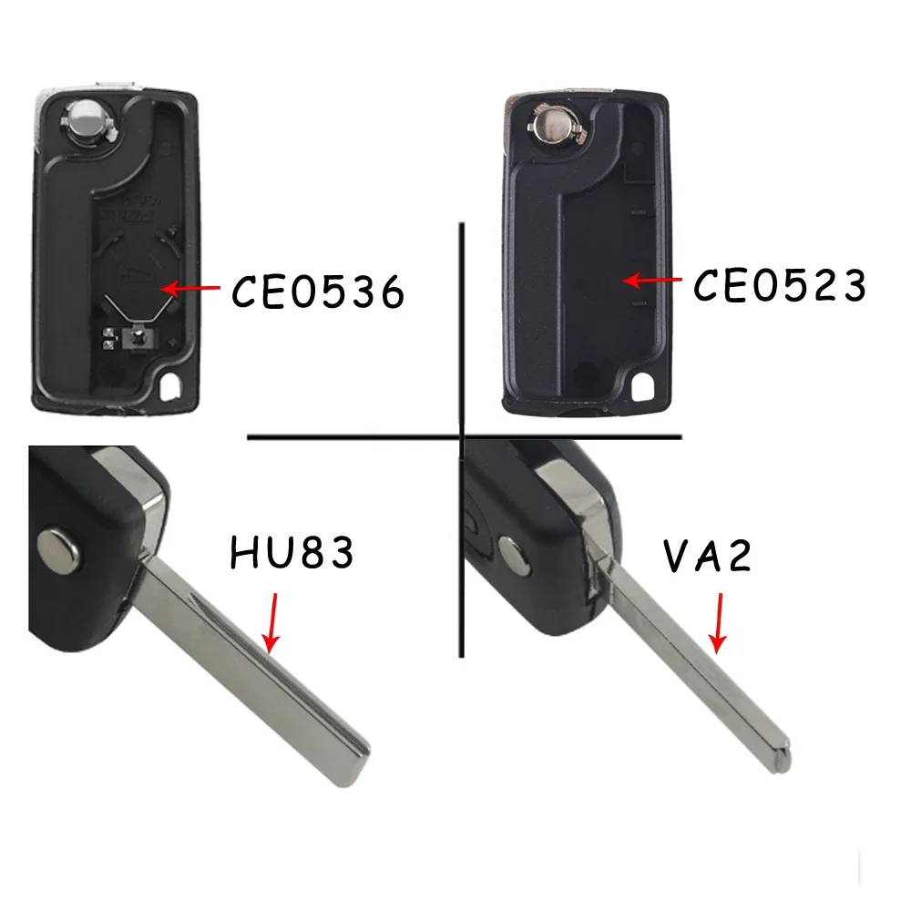 For CE0536/0523 KEYYOU HU83 Peugeot 107 207 307 308 407 408 Parer For Citroen C3 C4 C5 C6 Berlingo Picasso Xsara Car Key Shell smile