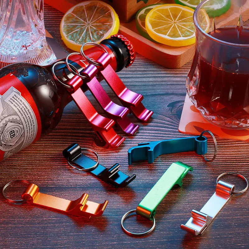 Keychain 200Pcs Bottle Opener Aluminum Beer Bottle Openers Metal EDC Soda Keyring Tool Gift Accessories for Kitchen smile