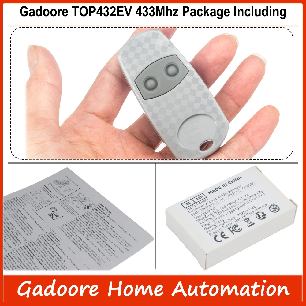 TOP432 EE Gadoore 433Mhz Garage Door Remote TOP432EE Compatible with 433Mhz frequency Top432EE Top432EV Top432NA 432M 432S 432 G smile
