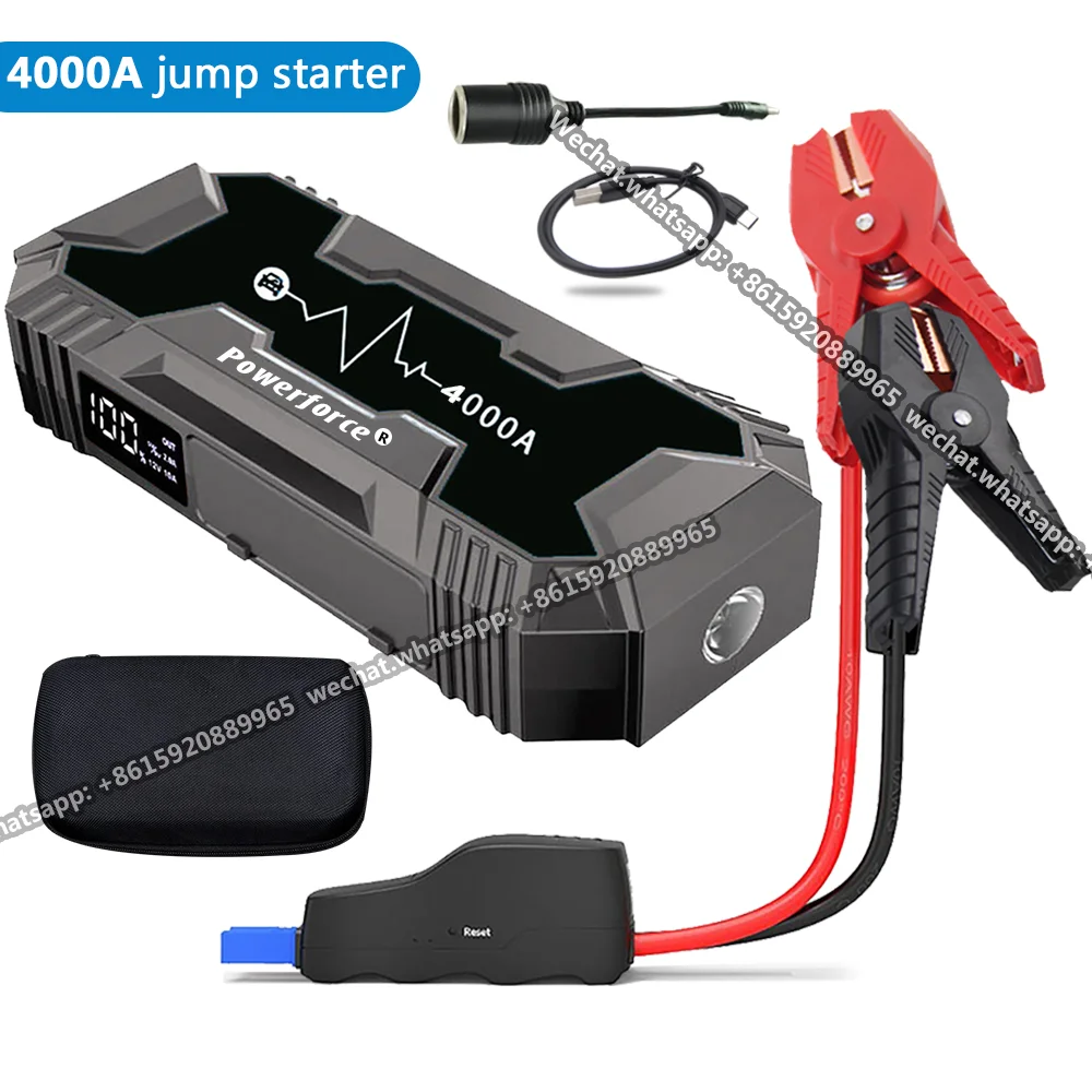 12V 4000A Lithium Jump Starter 26800mAh Car Battery Charger Kit with Phone Charger Power Pack