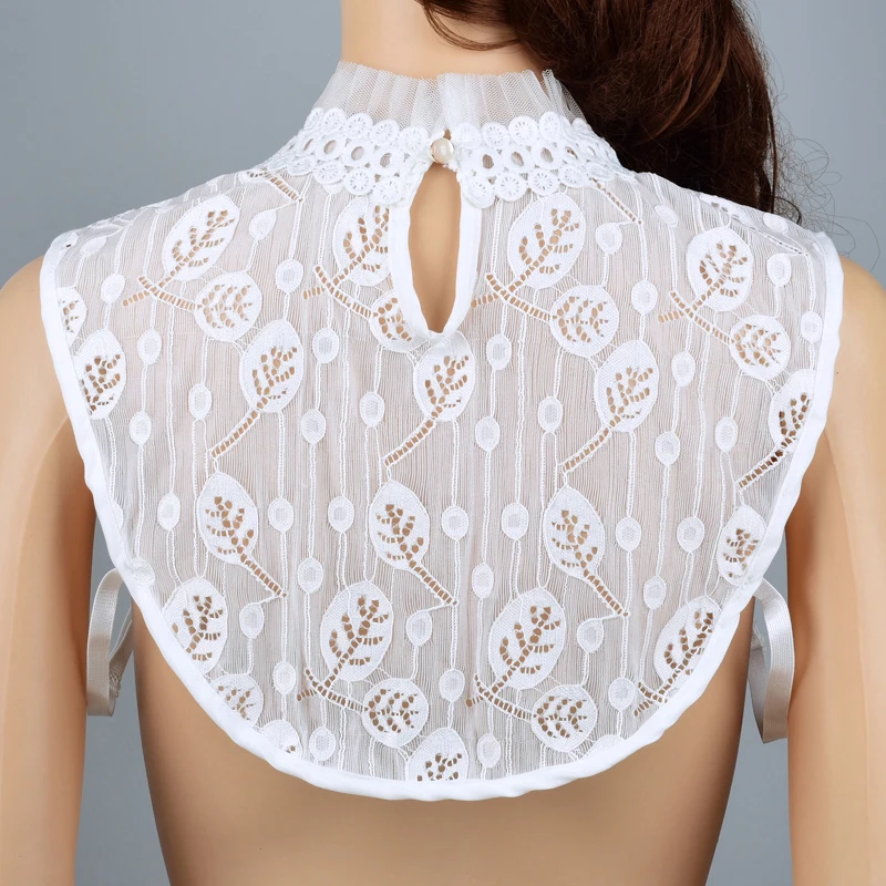 White Stand Lace Elegant Fake Collar Women For Blouse Sweater Black Detachable Half Shirt ddmysmile Collar False Collar Woman Lapel Tie Smile