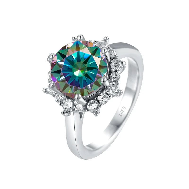 JoyceJelly Luxury 3 Carat Moissanite Diamond Jewelry S925 Sterling Silver Wedding Ring For Women Flower Shaped Design Size5-9
