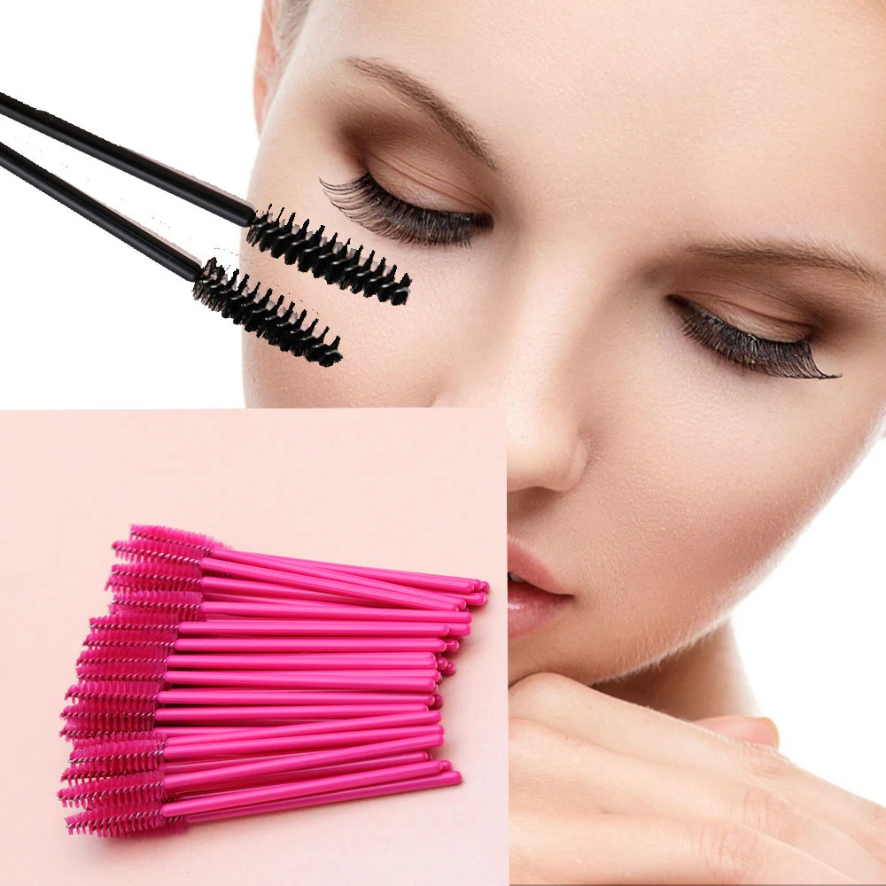 Disposable Brush 50/100Pcs Eyelash Mascara Wands Colorful Plastic Applicator Professional Makeup Eye Brushes Eyelashes Extension smile