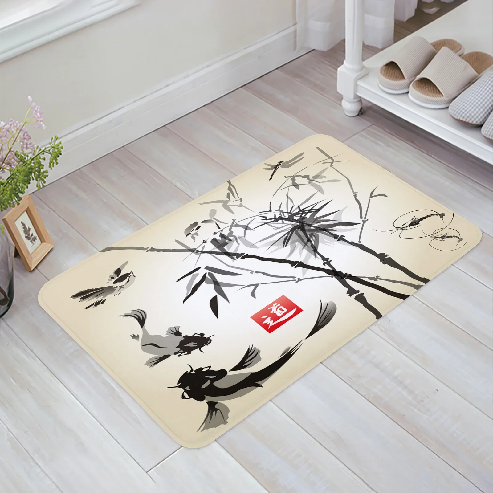 Bamboo Retro Shabby Plant Bathroom Mat Corridor Carpet Kitchen Mat Entrance Door Mats Welcome Room Floor Prayer Rug Doormat