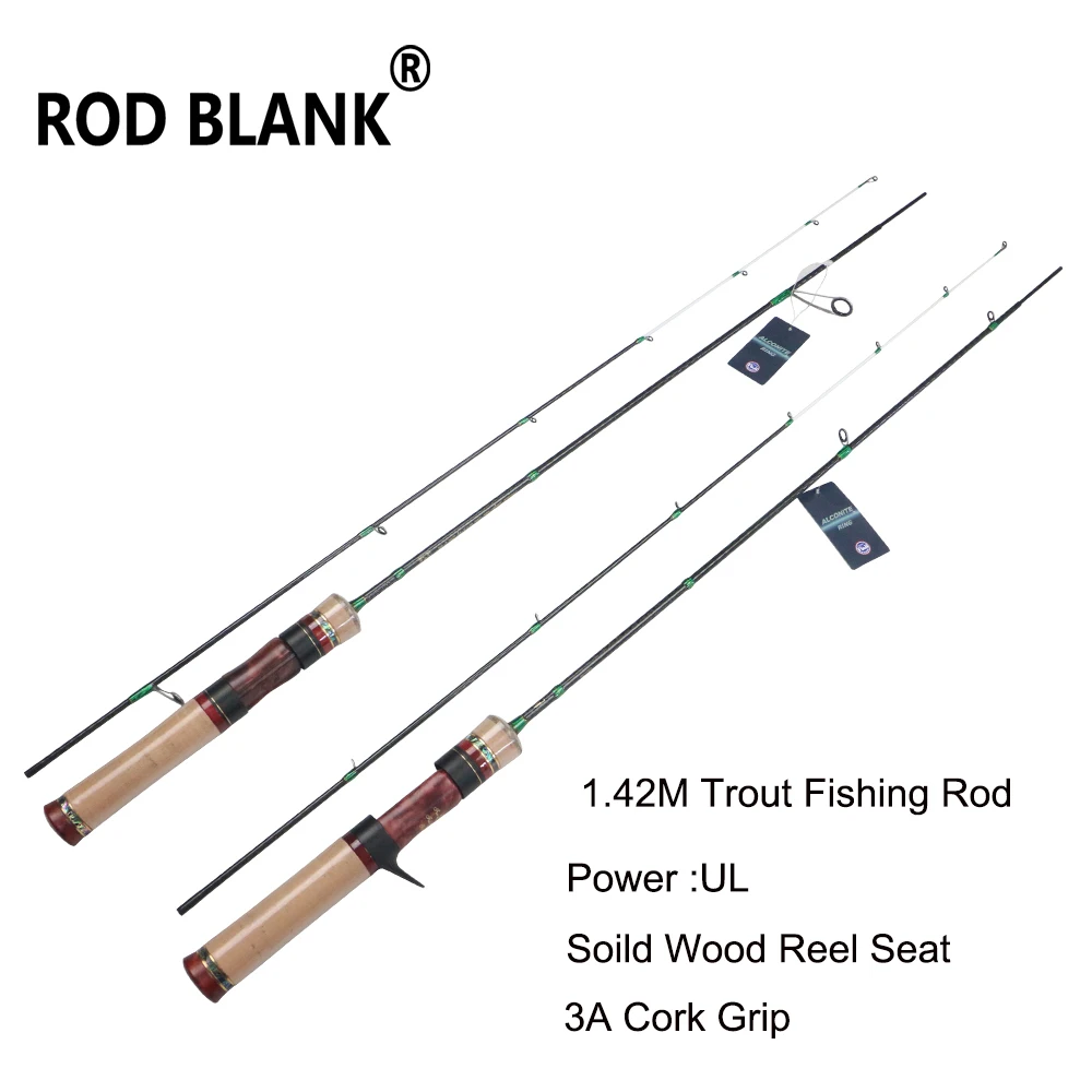 1.43M 2 Blank Rod Setions Spinning Casting Trout Fishing Rod Wood Reel ddmysmile Seat Fuji Guide 3A Cork Grip Stream Fishing Rod Smile