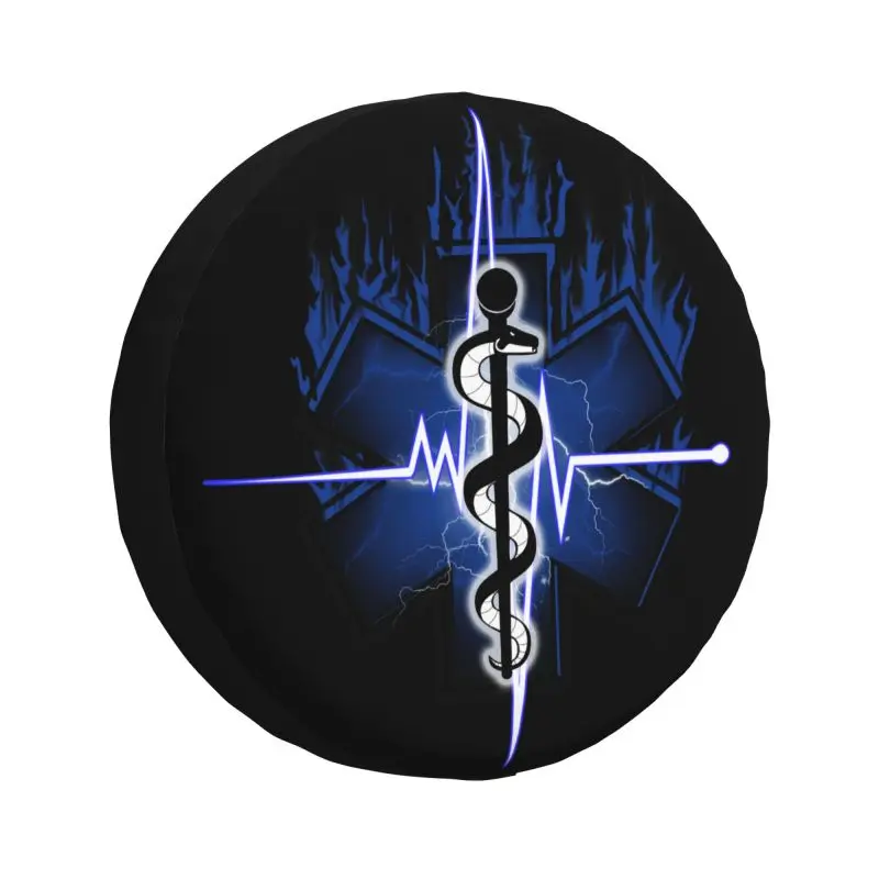 Star Of Life Spare Tire Cover for Honda CRV Jeep RV SUV Camper Emt Paramedic Medic Car Wheel Protector Covers 14" 15" 16" Inch