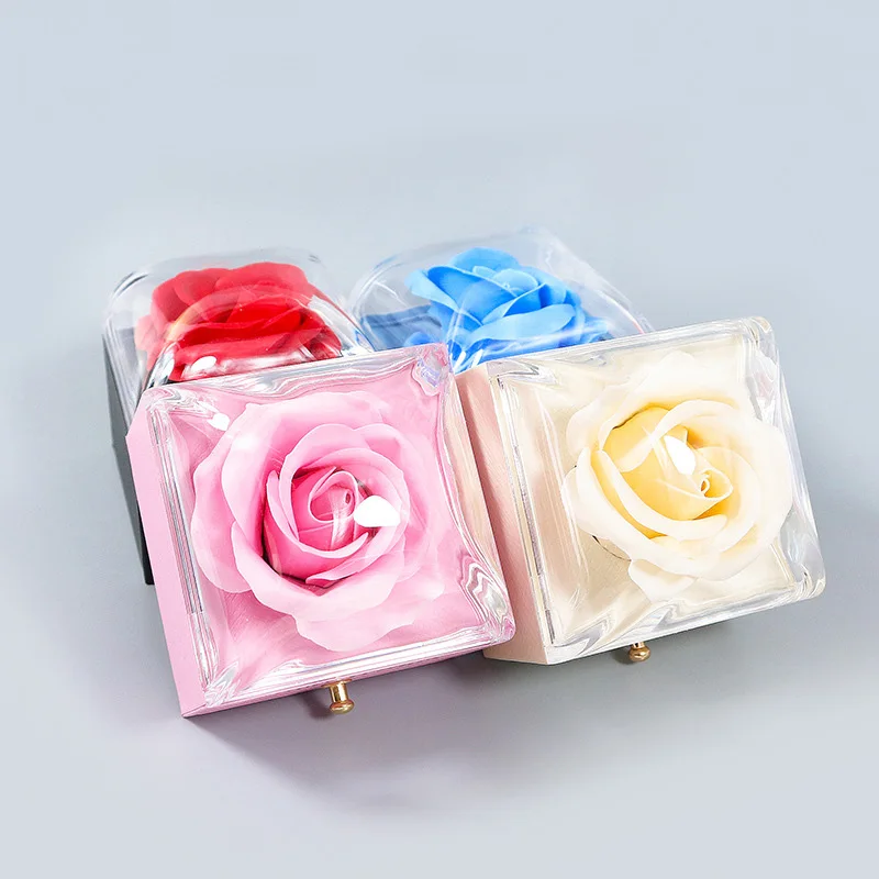 Flower ddmysmile New Jewelry Rose Box For Necklace Pendant Valentine's Day Gift Organizer Plastic Paper Packaging Display Box For Women Smile