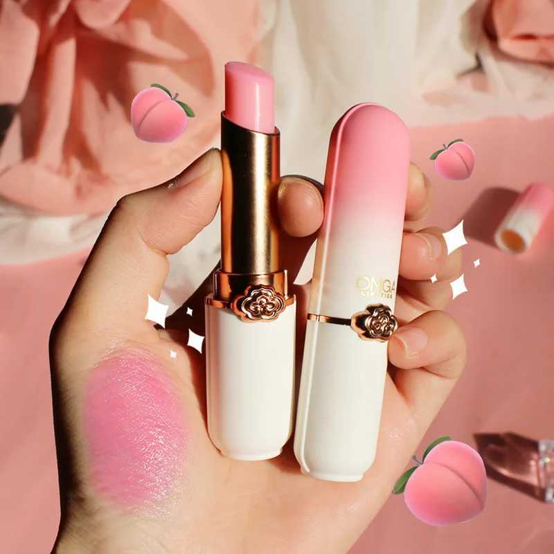 Peach Color Lip Balm Crystal Temperature Change Lipstick Girl Moisturizing LongLasting Lip Gloss Makeup Lip Care Repair CosmeticXJ241223