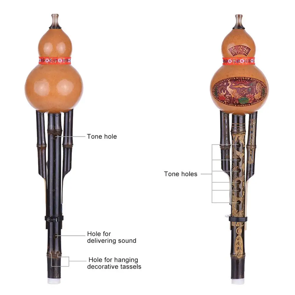 Chinese Handmade Hulusi Muspor Gourd Cucurbit Flute Ethnic Musical Instrument C Key Bb Tone for Beginner Music Lovers Gift smile