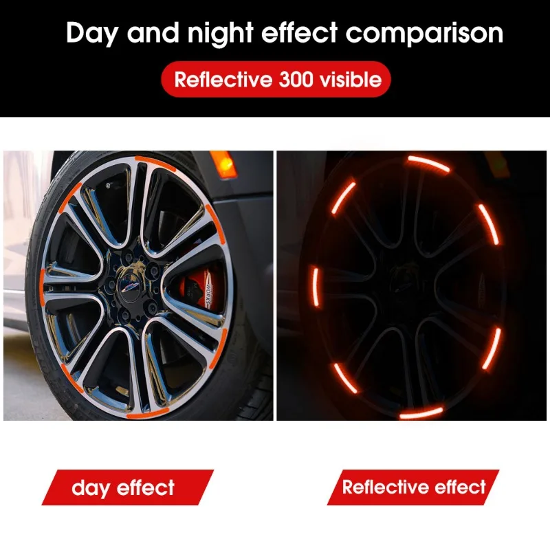 40/20pcs Car Wheel Tire Hub Reflective Strips Car Motor Tyre new High Reflective Night Warning Safety 2025 Driving Reflector Sticker